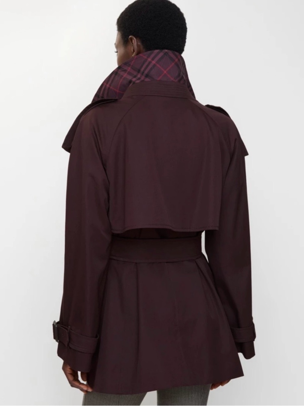 NWT Burberry Short Gabardine Fitzrovia Oversized Cropped Trench Coat Red Wine 2 - Picture 5 of 16